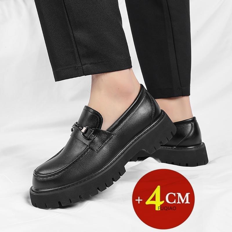 Men Loafers Pu Leather 4cm Thick Soled Height Increasing Shoes Comfortable Business Daily Commuting Formal Shoes