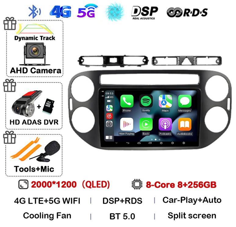 Android 14 Auto Carplay pentru VW Volkswagen Tiguan 1 NF 2006 2008-2012 2013 2014 2015 2016 Radio auto Multimedia Player GPS Stereo