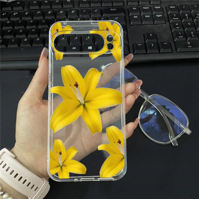 

Реалистичный принт цветка лилии Прозрачный чехол для телефона Google Pixel 9 8 7 8A 7A Pro XL 6 6A 6 Pro 5G Гибискус Цветочный Мягкий Силиконовый Чехол Pixel 6