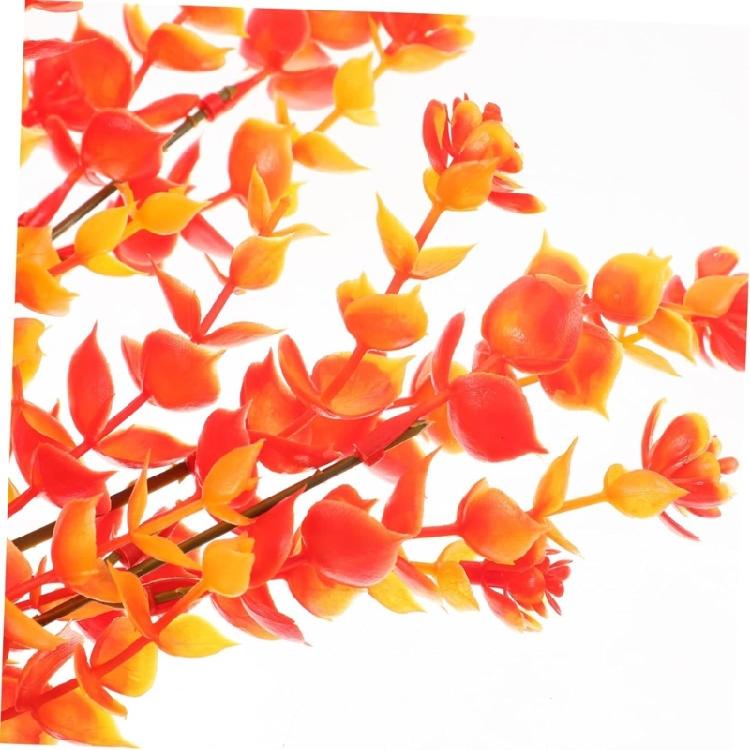 Set of 12 Artificial Fall Leaf Branches for Table Arrangements Long Eucalyptuses Stems Home Decoration Party Accessory