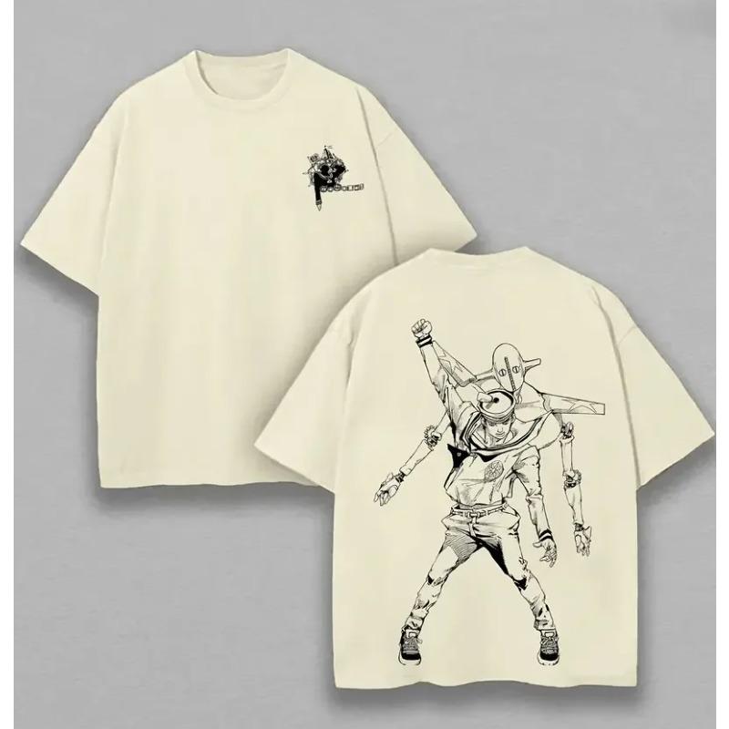 JoJo's Bizarre Adventure Higashikata Josuke Printed Tee Men Women Washed Cotton T-shirts Manga Vintage T Shirt Harajuku Tshirt
