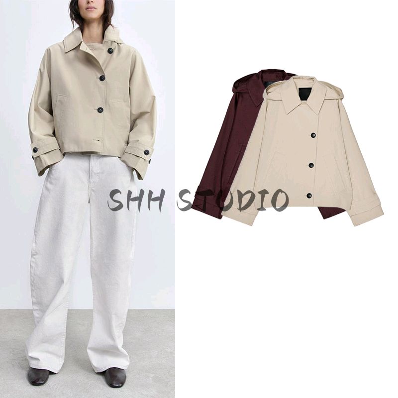 Spring Summer Women's Wear Casual Easiest for Match Decorated Row Button Lapel Batwing Long Sleeves Wind-Breaker Outwear 0518060