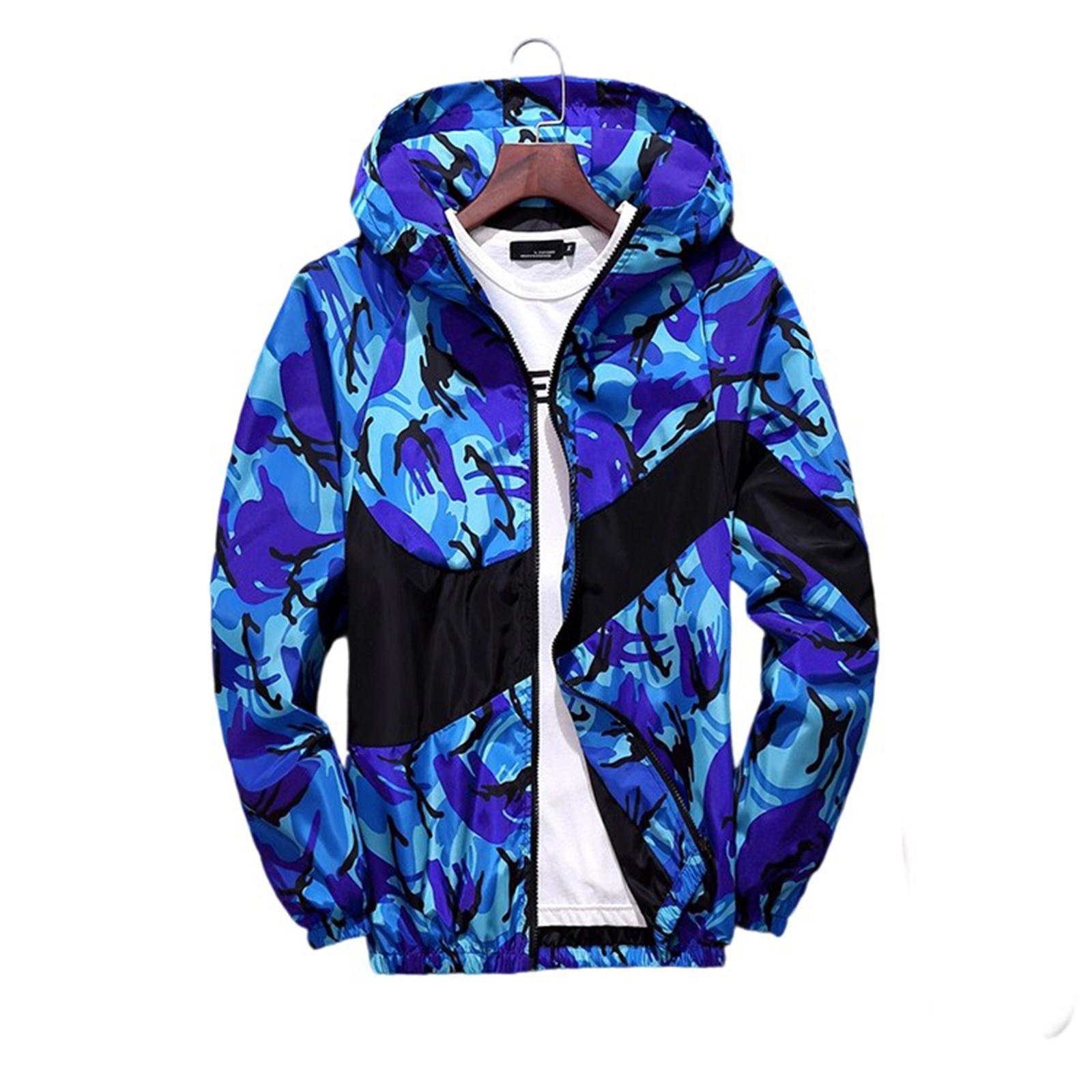 

Men s Leisure Jacket Big Size Hooded Hood Trend Floral Prints Camouflage Jacket Coat M синій