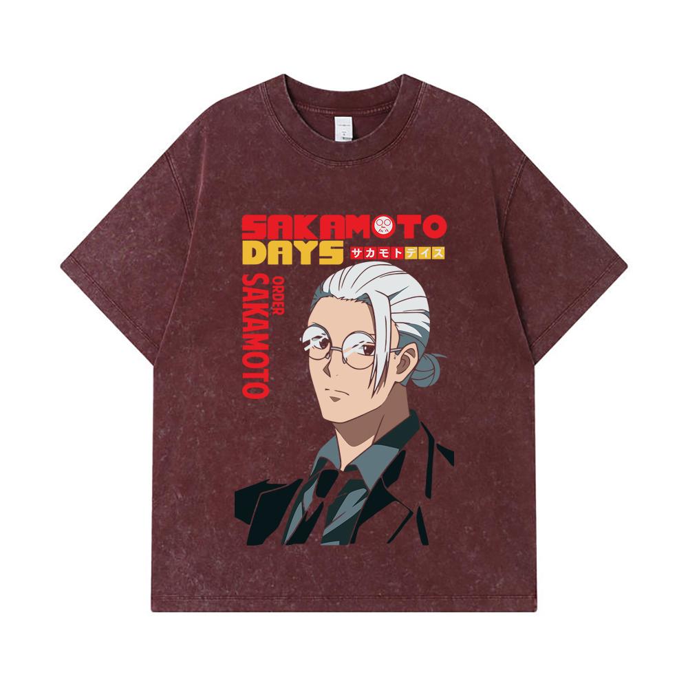 275 GSM Washed T-shirts 100% Cotton Sakamoto Days V7 Taro Print Unisex Heavy Cotton T Shirt