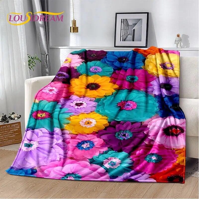 Nordic 3D Daisy Flower Soft Plush Blanket,Flannel Blanket Throw Blanket for Living Room Bedroom Bed Sofa Picnic Cover Bettdecke