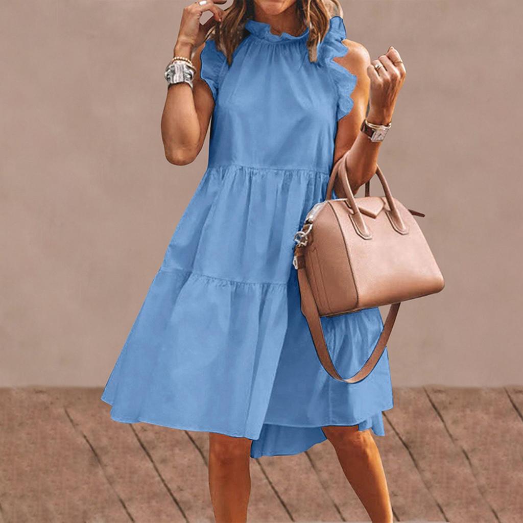 Women's Sleeveless Ruffles Dress Loose Minidress Casual Summer Dress