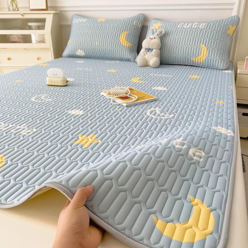 

Трикомпонентний латексний килимок Summer Cool Feeling Ice Silk Latex Cover Light Luxury Air Conditioning Mat Bed тонке літнє простирадло 90x200cm 2 piece set