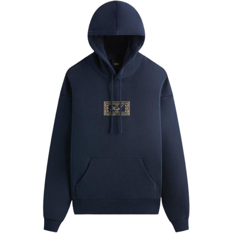 Kith Ornamental Script Nelson Hoodie Nocturnal Men Tops Blue KHM031926-413