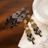 High-End Fashion Owl Earrings Retro Ethnic Feng Shui Drop Fringed Earrings Bohemian Ear Jewelry
