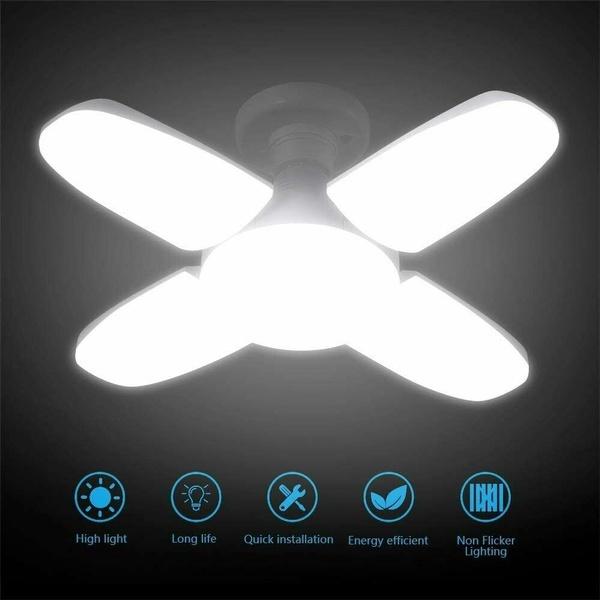 E27 LED Fan Blade Light Garage Light Deformable AC85-265V 28W Folding Ceiling Light Workshop Lamp LED Home Ceiling Lighting