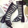 Modne Hollow Out Długie Buty Damskie 2024 Lato Nowe Rzymskie Sandały Casual Wysokie Lufowe Seksowne Wygodne Oddychające Damskie Buty