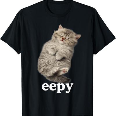 Eepy Cat, Silly Sleepy Cat Meme Cute Fluffy Cat Lovers Men Women Kids T-Shirt