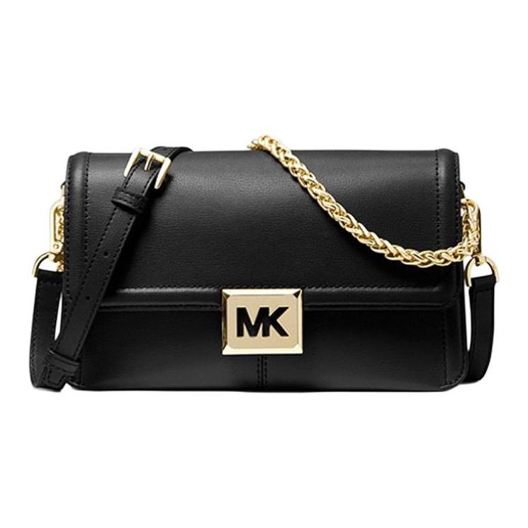 

Michael Kors MK Sonia Chain Solid Color Large Logo Flap Leather Shoulder Crossbody Bag Medium Women bags Black 35F1G6SL3L-001 Basic Set (Bag+Dust Bag)