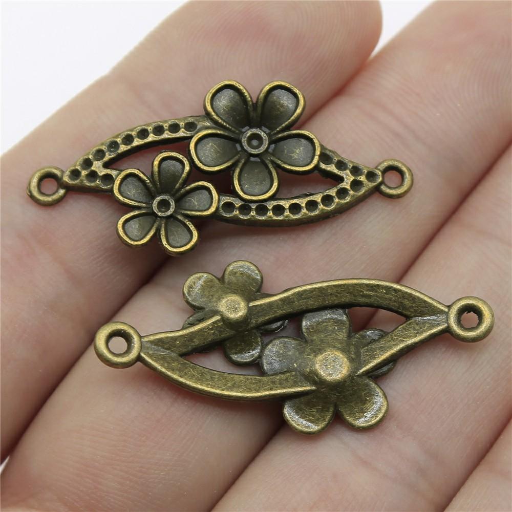 5pcs Flower Branch Connector Charms Pendants Antique Jewelry Making DIY Handmade Craft Pendant