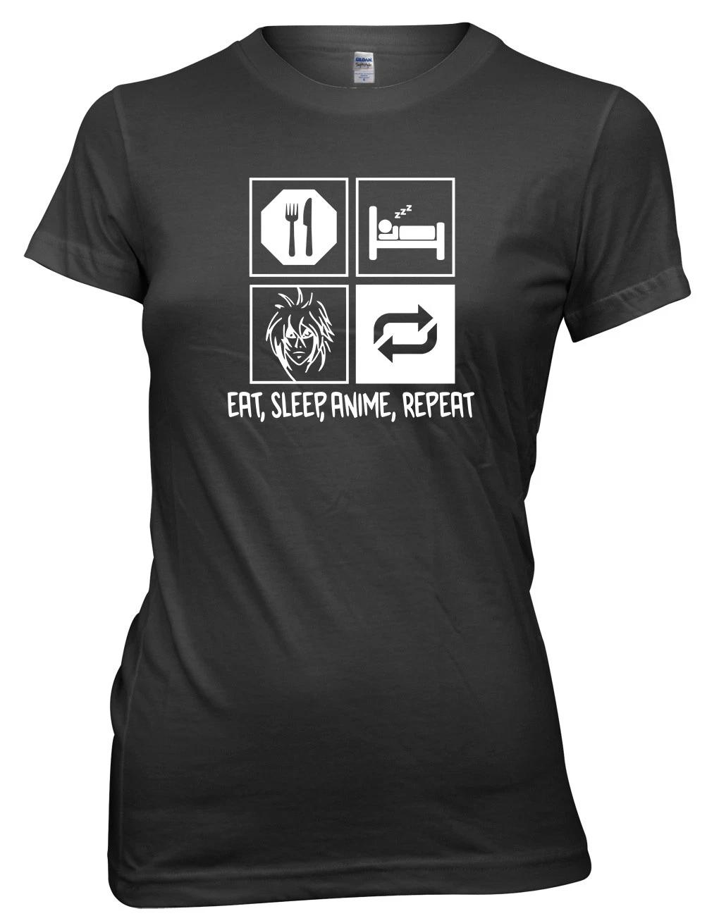 Eat, Sleep Anime, Repeat Funny Womens Ladies T-Shirt 3XL