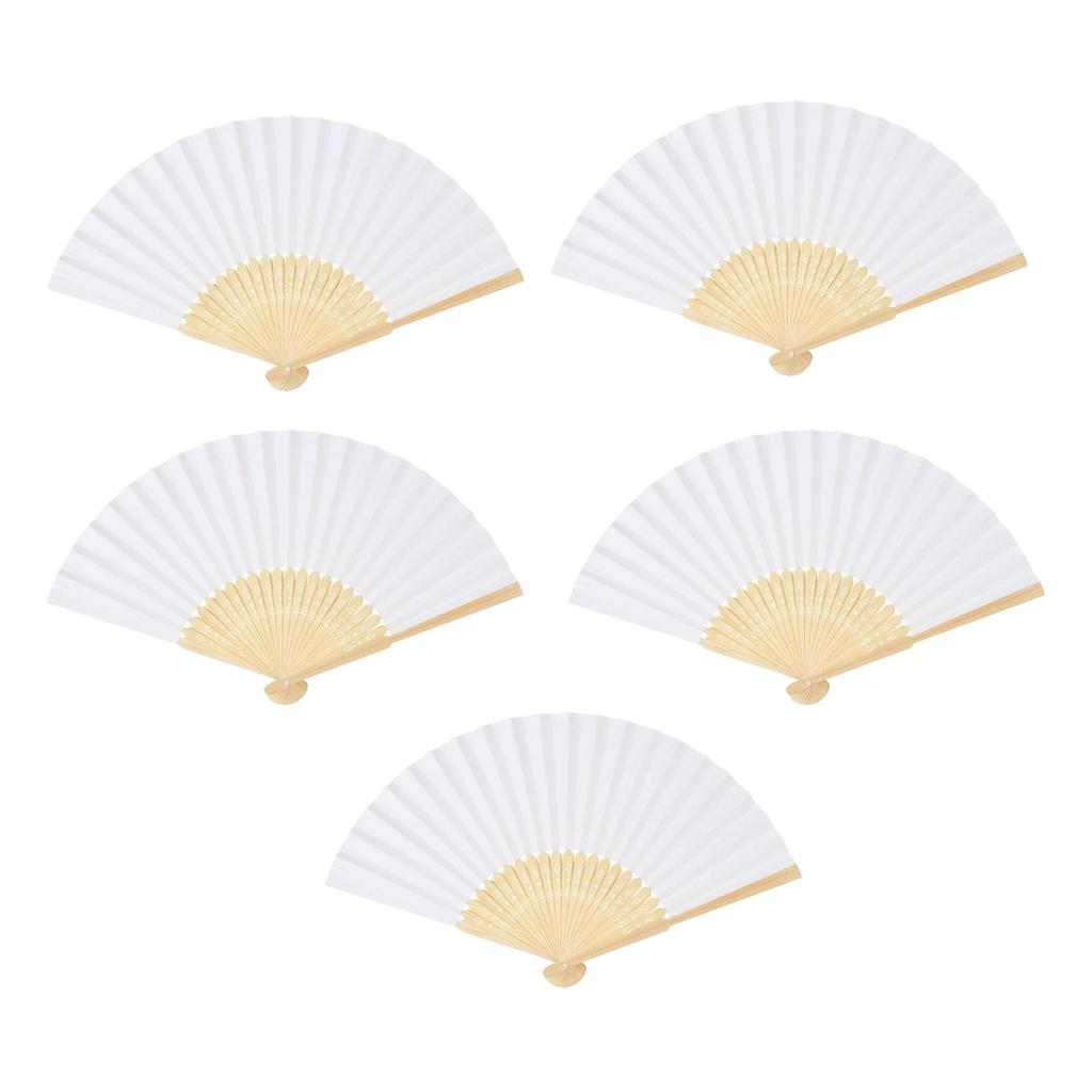 7 Inch Chinese Style Blank Fan Folding Hand Fan Paper Fan for Calligraphy Painting Wedding Gift Individually Packed
