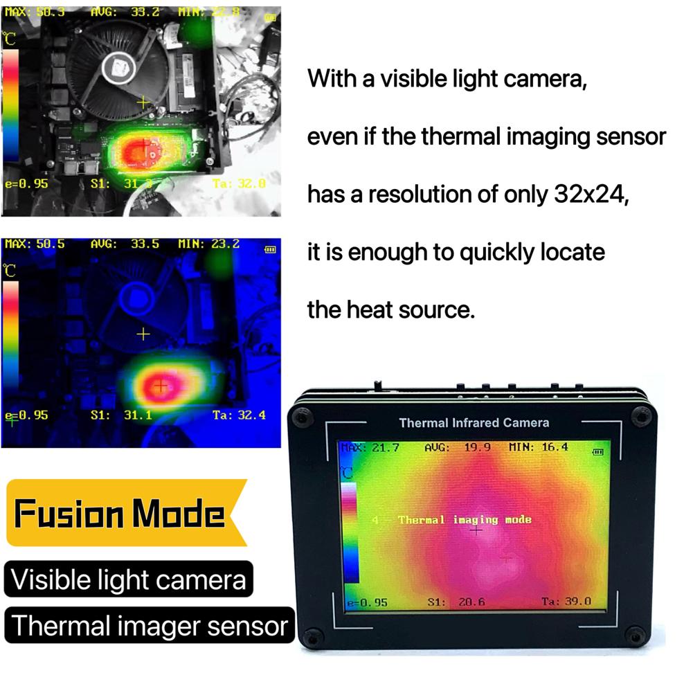3.5 Inch Infrared Imager -40-450℃ Measurement 32x24 Pixel Thermal Camera for Inspection Electrical/Mechanical Building