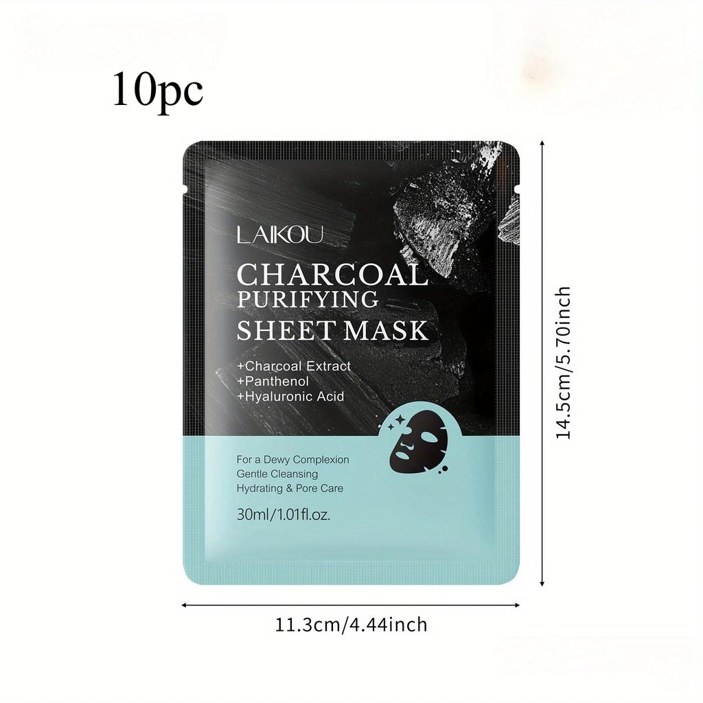 Bamboo Charcoal Mask with Hyaluronic Acid Deep Cleansing Long Lasting Moisturizing for Gentle Skin Care