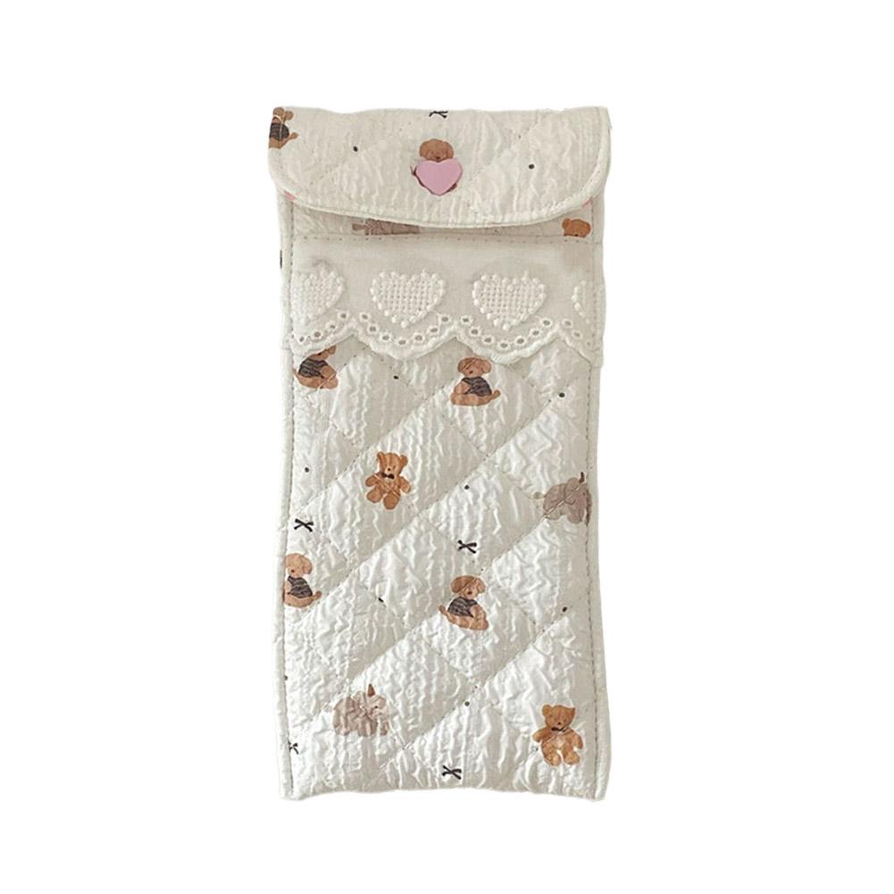 Niedliches Cartoon Weiches Brillenetui Doppelbrillenetui Sonnenbrillen Reisebeutel Floraler Quetschverschluss Haltertasche Brillentasche für Damen