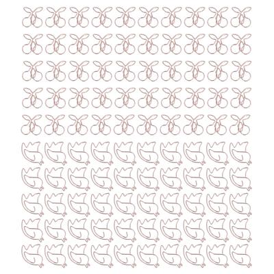 100Pcs Cute Paper Clips Cherry Hummingbird Style Electroplated Metal Gold Color Planner Clips for