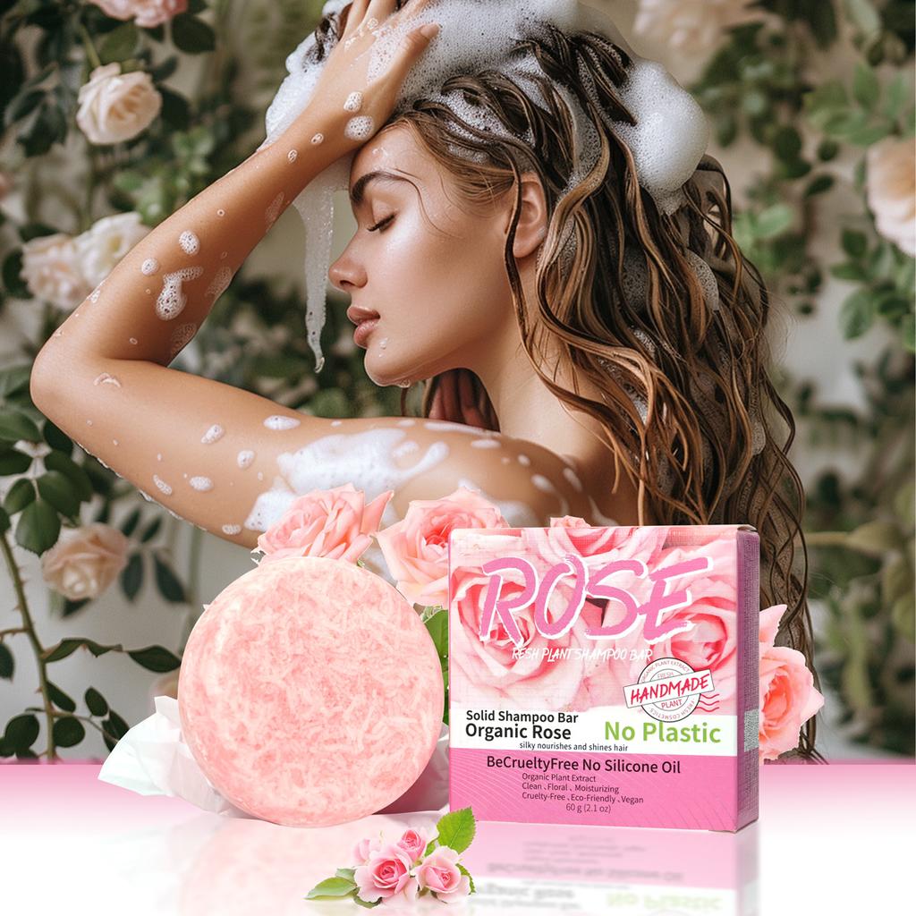 Pink Rose Shampoo Soap, Essential Oil, Handmade Soap, Nourishing, Oil Controlling, Stain Removing, Floral Fragrance Overflowing