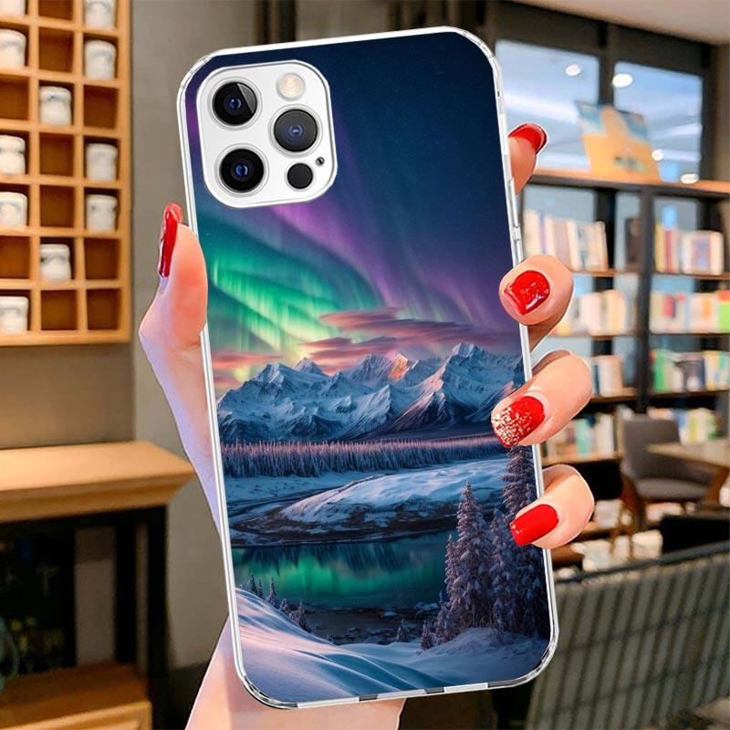 Landscape Winter Light Snow Cover Phone Case For iPhone 16 17 Air 15 14 Pro Max 16E Phone Case 13 Mini 12 11 7 SE 8 Print Patter