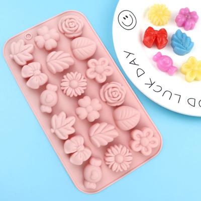 18-Cavity Assorted Herb and Flower Silicone Fondant Mold, DIY Chocolate Decorating Mold, Gummy Candy Mold