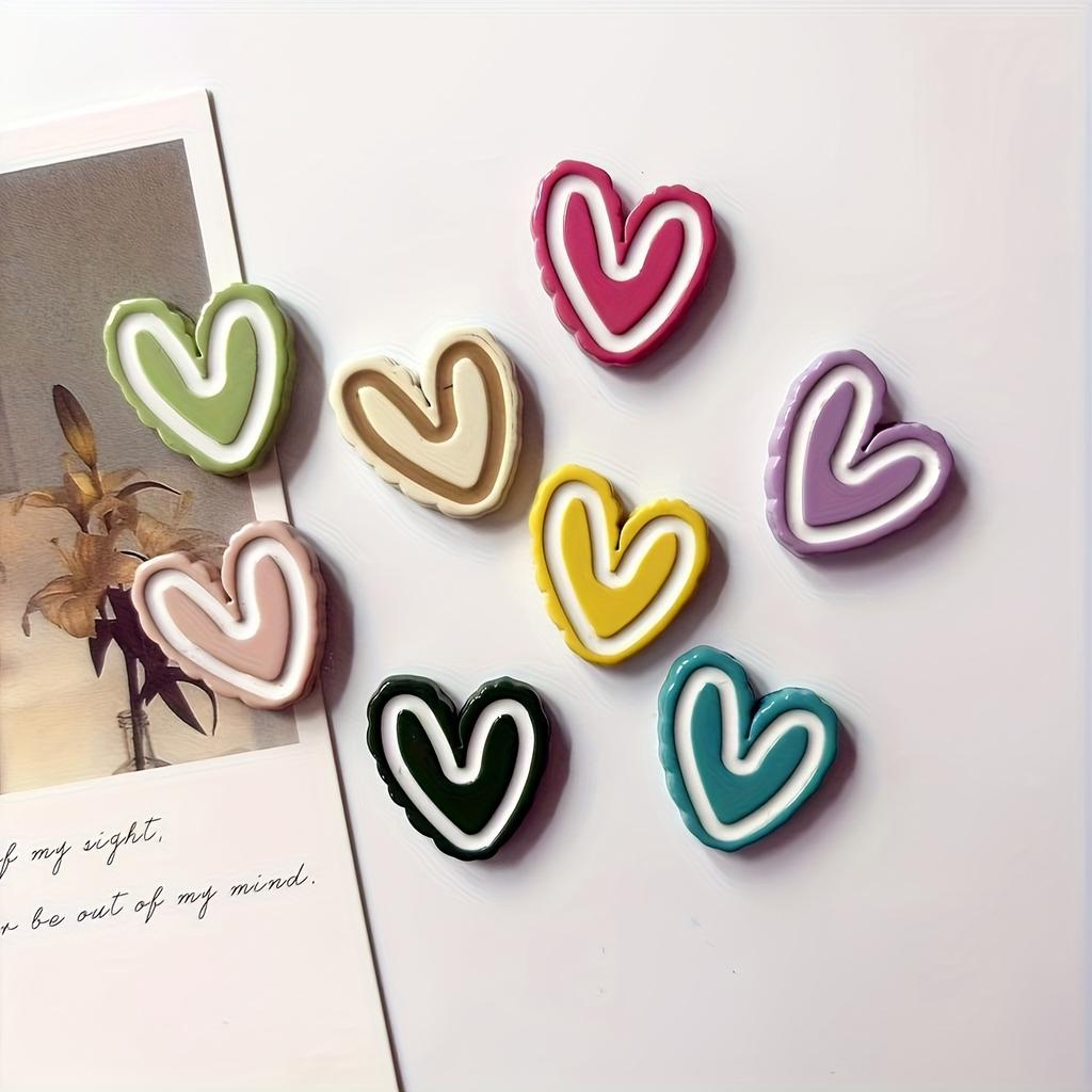 8pcs Colorful Heart-Shaped Fridge Magnets for Photos and Notes – Vibrant Resin Kitchen Decor, Perfect for Refrigerators