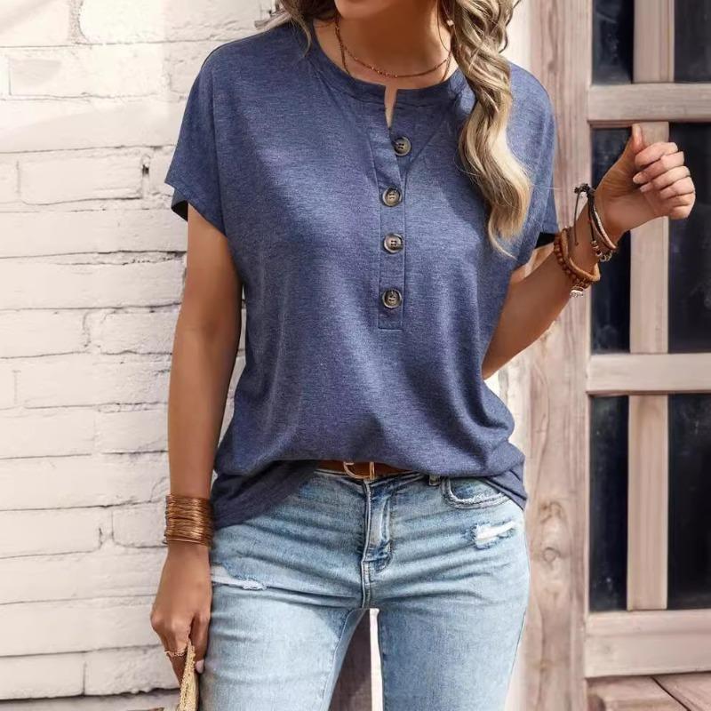 Spring Summer Women's Top Solid Color Twisted Buckle Fashion Short Sleeve T-shirt for Women Shirt