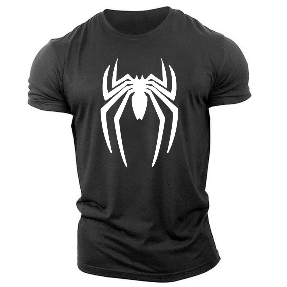 Summer 2023 Leisure Sports Loose Fashion Outdoor New Round Neck Adult Men's Short Sleeve T-shirt Spider 2D Print Quick Drying