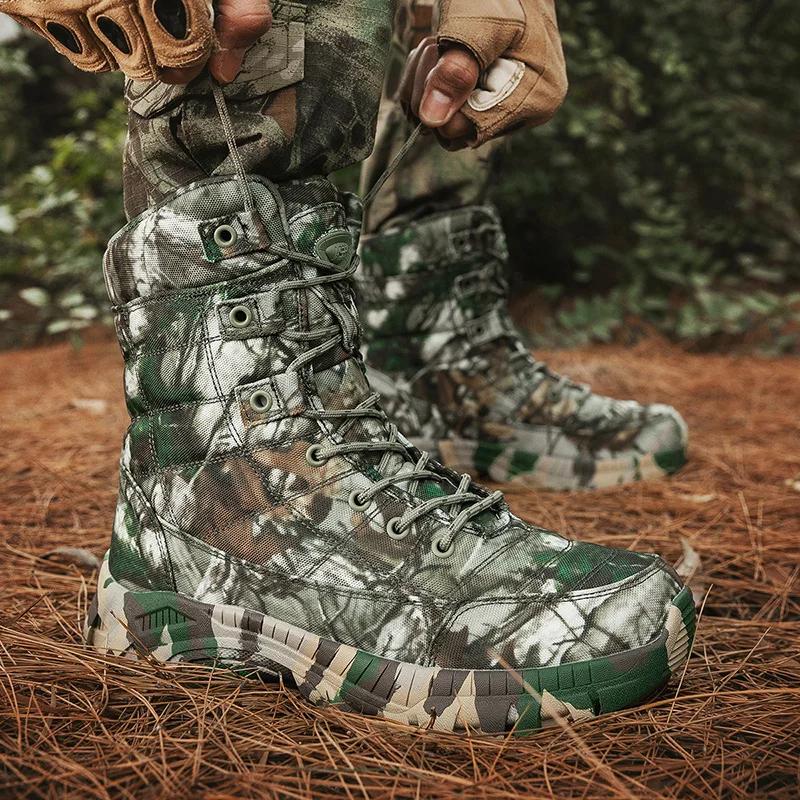 Fashion Men Boots Camouflage Shoes High Top Hiking Durable Anti-Slip Outdoor Climbing Trekking shoes