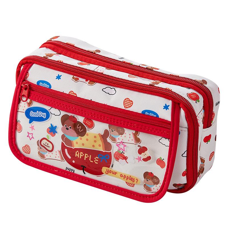 Apple Puppy Pencil Case Large Capacity Storage Student High Value Stationery Box Multi-layer Pencil Bag Storage Bag Pencil Case