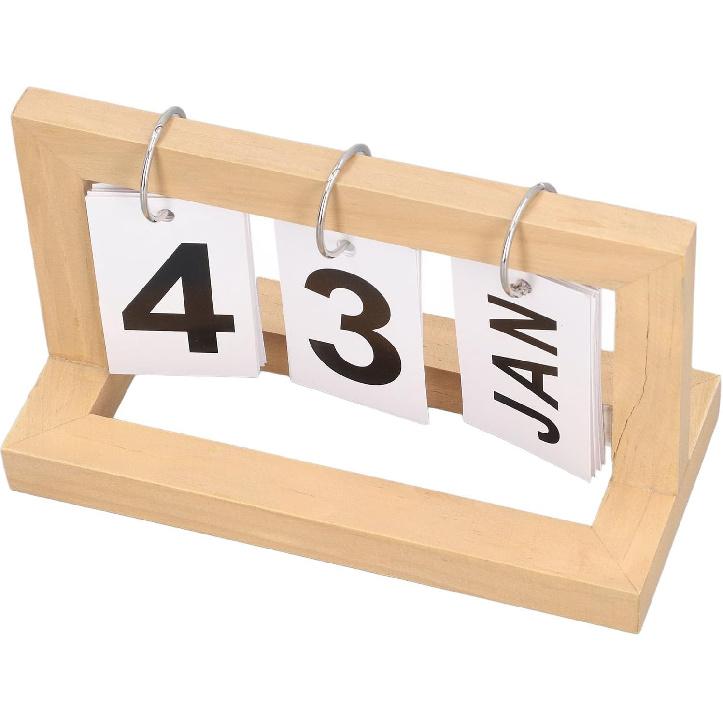 Desk Calendar Standing Flip, Flip Desk Calendar, Standing Flip Wooden Desk Calendar Nordic Vintage Large Display Wooden Flip Calendar for Office