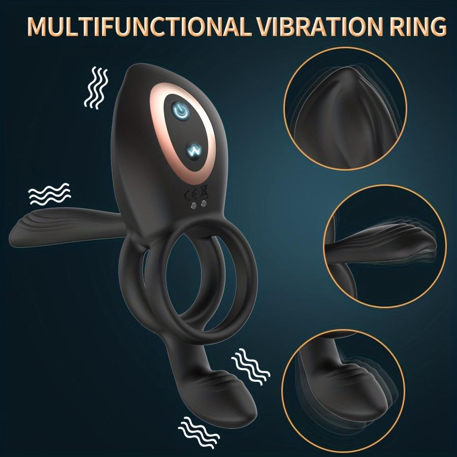 1pc Couple Penis Ring Vibrator 3 In 1 Cock Ring Vibrator 10 Modes Penis Ring Vibrator For Men Vagina Vibrator For Men G Spot Female Clitoris Stimulato