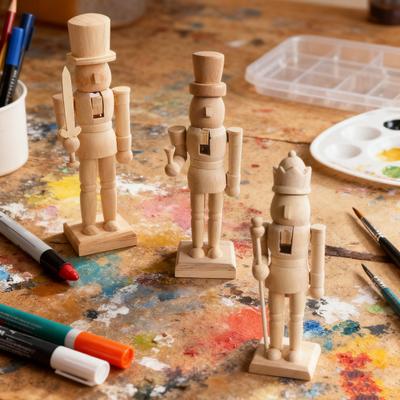 Unfinished Nutcracker Soldier Wooden DIY Nutcracker Figure Unpainted Nutcracker Soldier Figurine for Christmas Decoration Craft Project