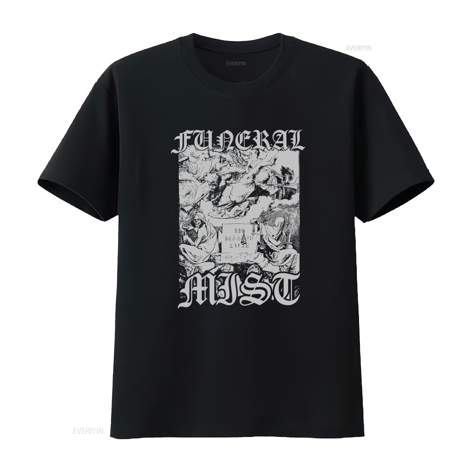 

FUNERAL MIST Salvation Gothic Art Print T Shirt for Men Unique Design High Quality Fabric vintage Washed designer clothes 4XL