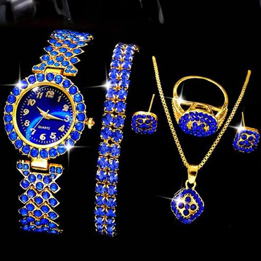 Full Diamond Watch Ladies Versatile Watch High Value Quartz Watch Jewelry Set
