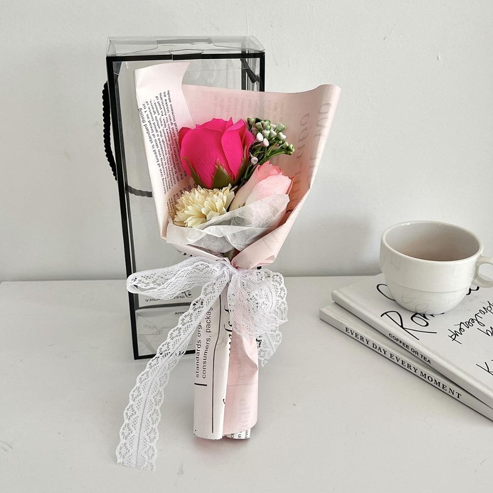 New No Fading 3 Heads Artificial Rose Bouquet Simulated with Packaging Box Simulated Flowers Wedding Gifts Valentine's Day