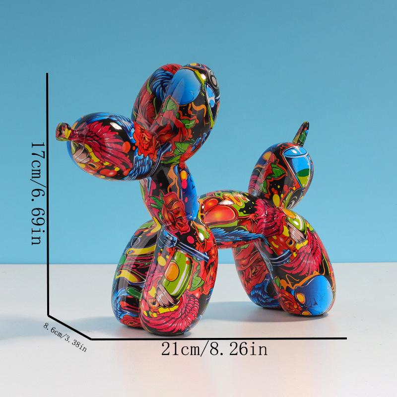 Water Transfer Balloon Dog Sculpture Resin Craft Decorative Piece for Bedroom, Living Room, and Study with Trendy Style