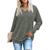 Bluzy damskie V Neck Koszule z długim rękawem Luźne, swobodne, jesienne swetry