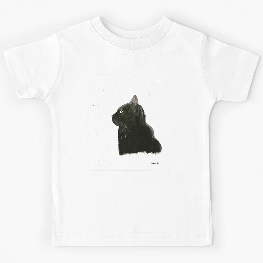 Watercolor black cat animal cute Kids T-Shirt 100