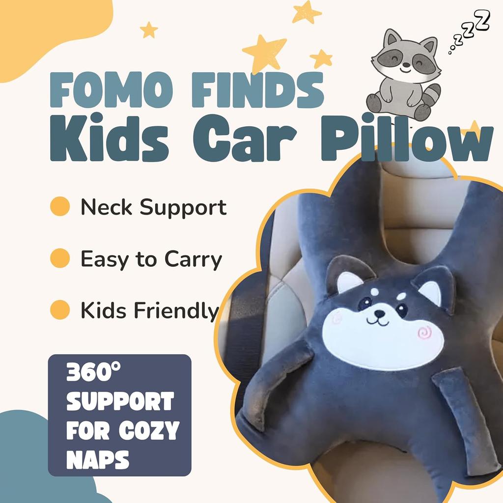 Kids Car Neck Pillow with Seat Belt Safety Sleep Aid Prevent Leaning Head Back Seat Sleeping Comfort During Long Distance Trave