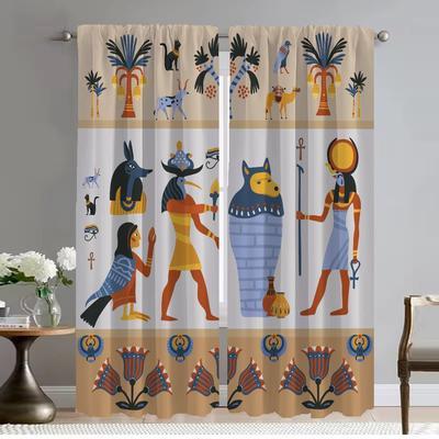 Kitchen Curtains for Living Room Curtain for Room 2 Panel Ancient Egyptian Pharaoh Partition Home Interior Curtains Shades Child