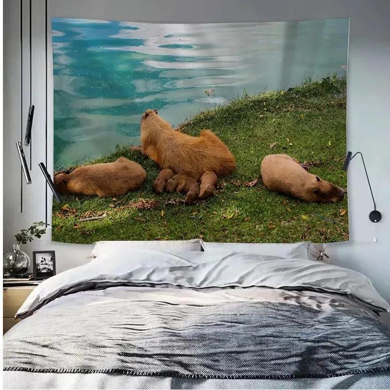 Capybara Tierdruck Wandteppich Büro Wohnzimmer Dekoration Zuhause Wandteppich