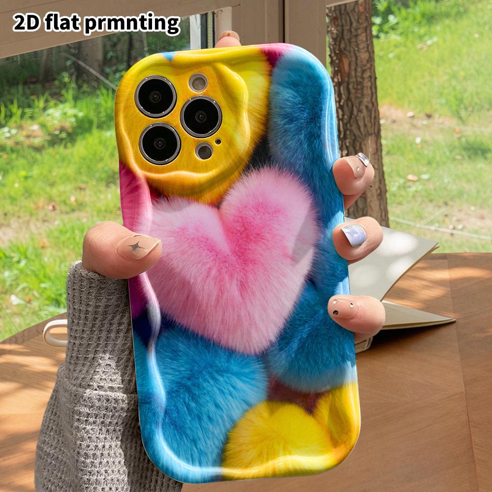 Phone Case: 2D Flat, Suitable for iPhone 18, 17, 16, 15, 14, 13, 12Pro Protective Case, Colorful Hearts, Perfect Christmas and Halloween Holiday Gift