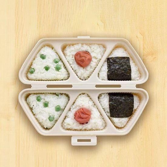 6-Cavity Triangle Onigiri Mold Bento Box 2-in-1 Rice Ball Maker with Lid Portable Lunch Container for Meal Prep Picnic School Lunch