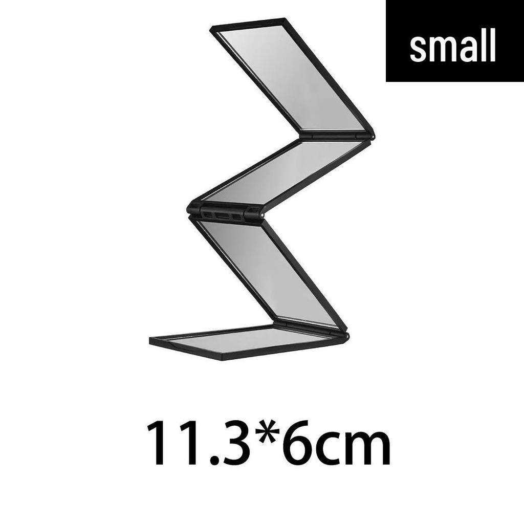 Portable Multi-Angle Three-Fold Makeup Mirror with Telescopic Stand