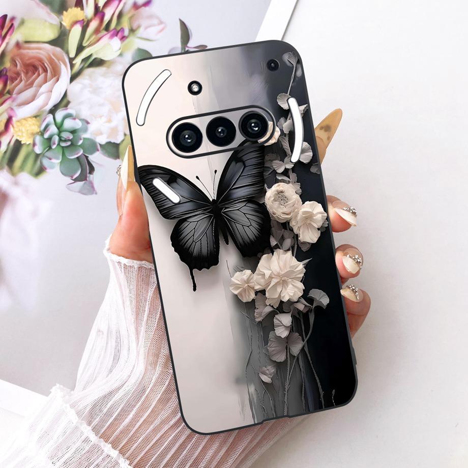 For Nothing Phone (3a) Pro (2a) Plus (1) Phone Case Luxury Flower Butterfly Cartoon Bow Pattern Back Cover Soft TPU Silicone Bag