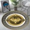 Nordic Retro Gold Printed Round Sponge Carpet Living Room Bedroom Mat Home Bathroom Non-slip Floor Mats Decoration