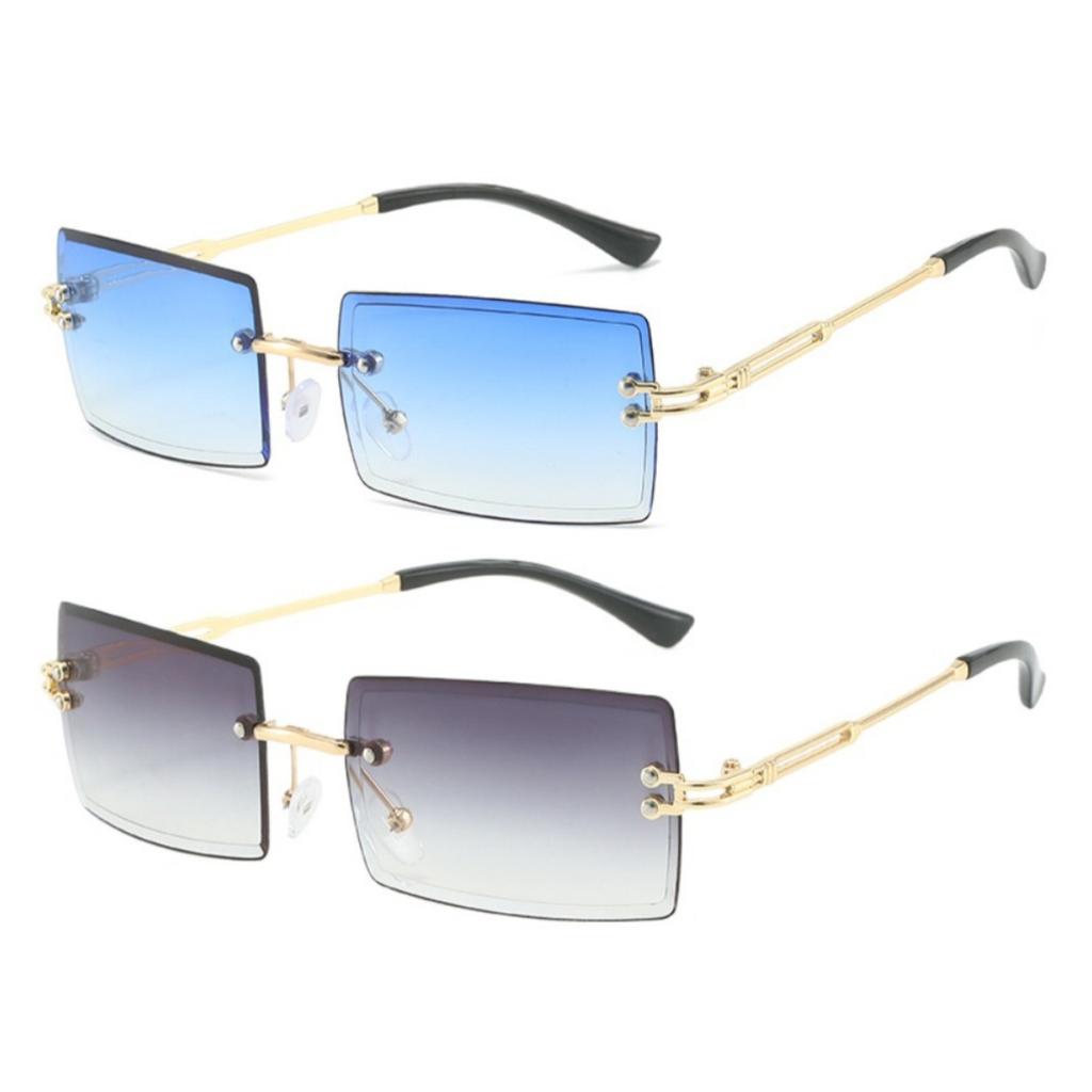 Gradient Lens Rimless Sunglasses for Men and Women Beach Eyewear UV400 Protection